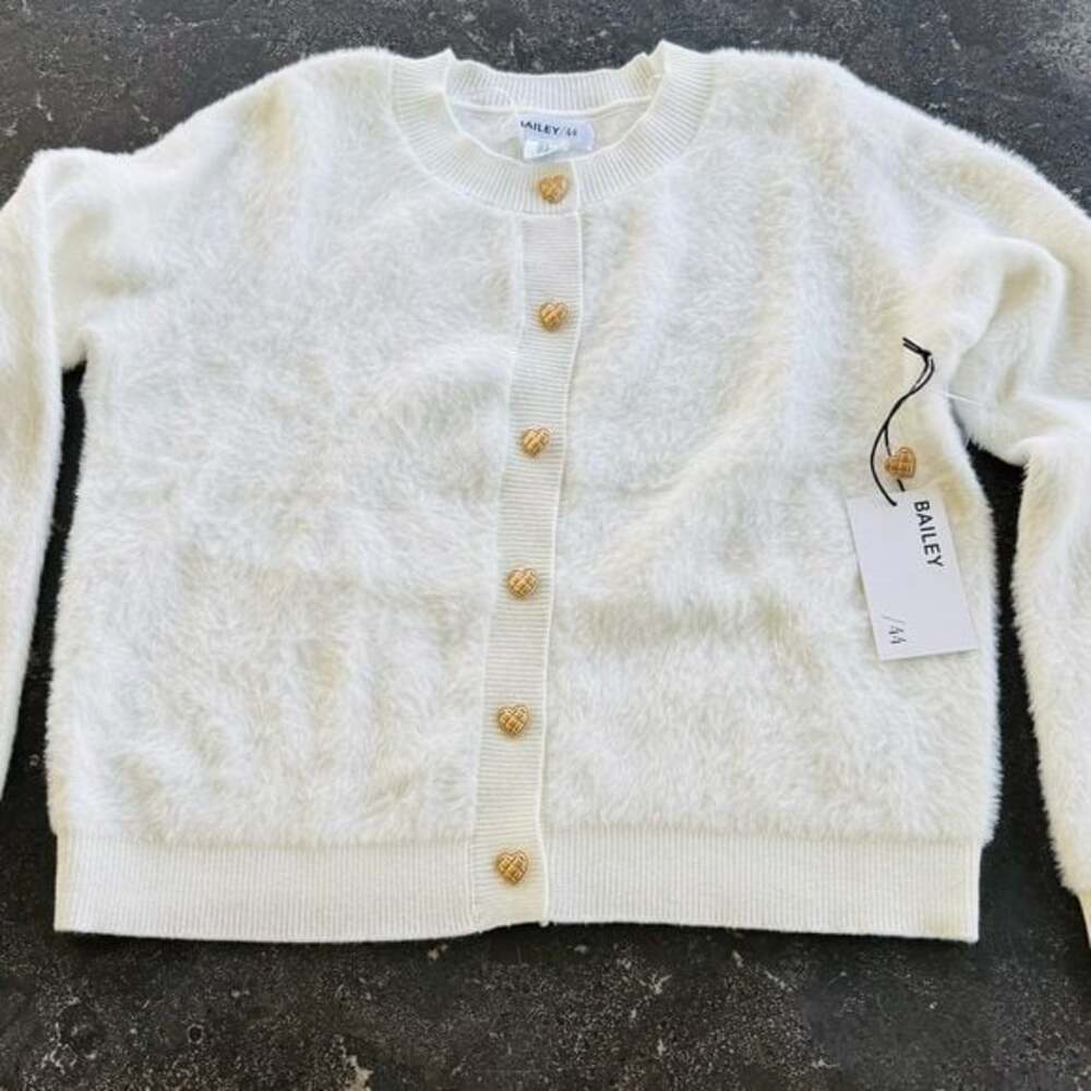 NWT BAILEY 44 White Cardigan Sweater Size M